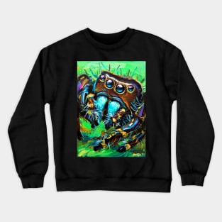 Psychedelic Jumping Spider by Robert Phelps Crewneck Sweatshirt